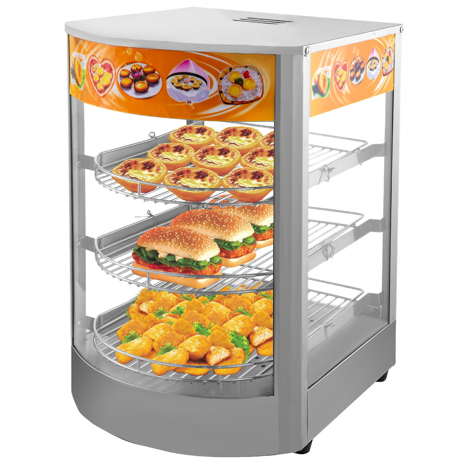3 Tiers Commercial Food Pizza Warmer Cabinet Countertop Heated Display Case USA 
