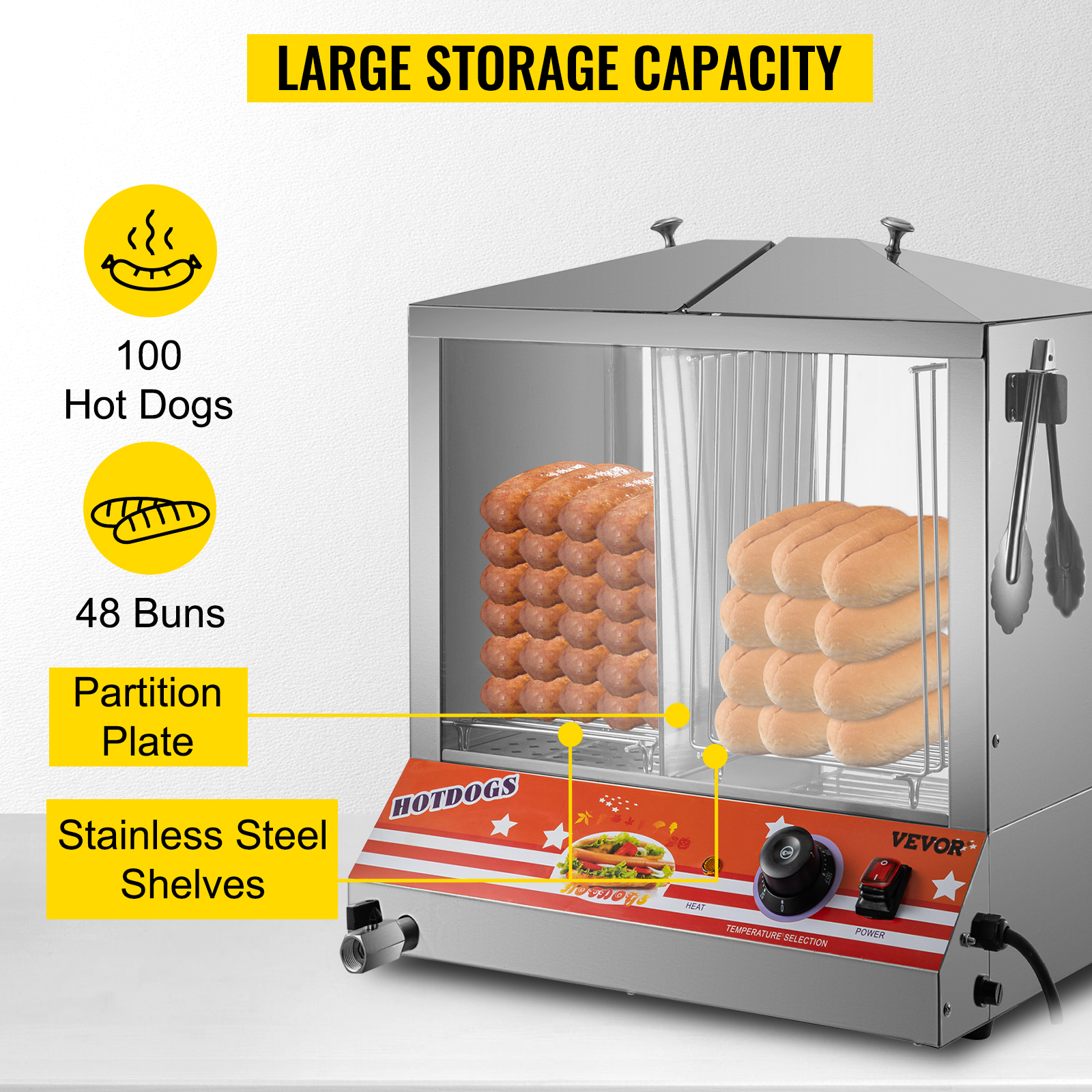 Avantco 100 Hot Dog 48 Bun Hot Dog Steamer Stand Warmer Commercial Concession 