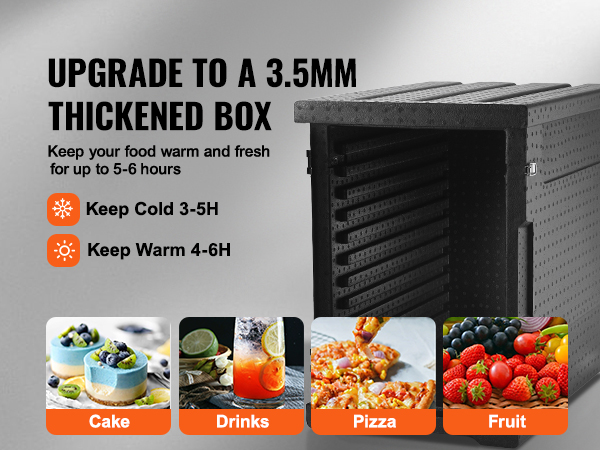 VEVOR Insulated Food Pan Carrier 36 qt. Capacity Stackable Catering Hot Box Top Load Food Warmer for Restaurant Canteen, Black