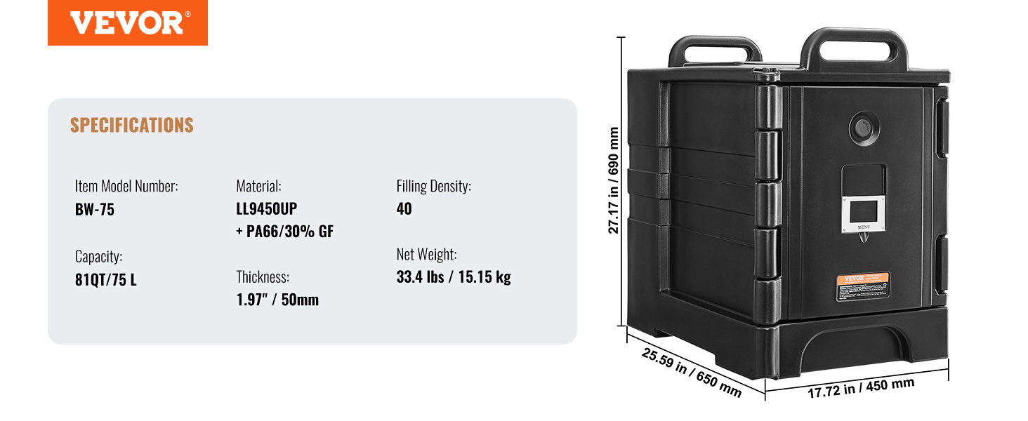 Insulated Food Pan Carrier,81Qt,Black