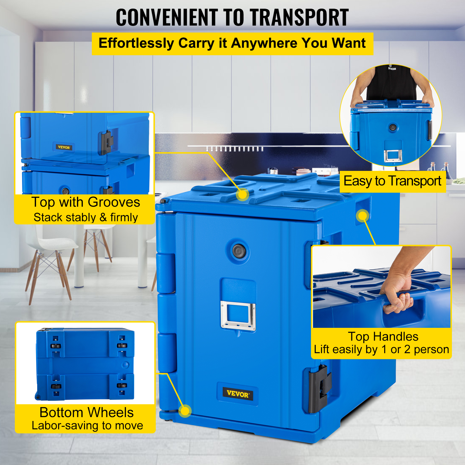 Stackable Insulated Food Transport Box Top Loading For GN Pans