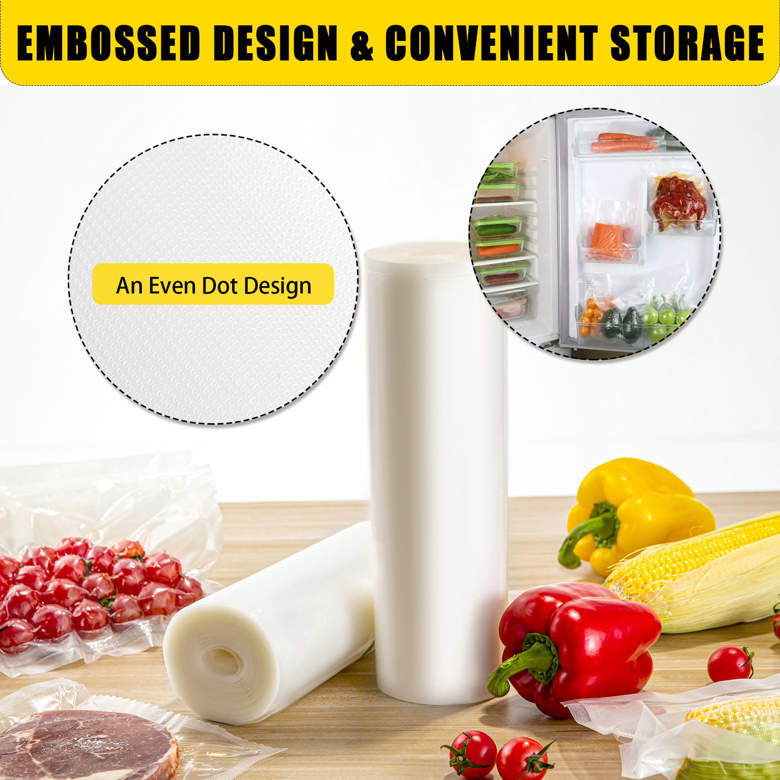 VEVOR Vacuum Seal Bags, 7.9/11 Inch x 50 Feet Vacuum Food Storage Bag