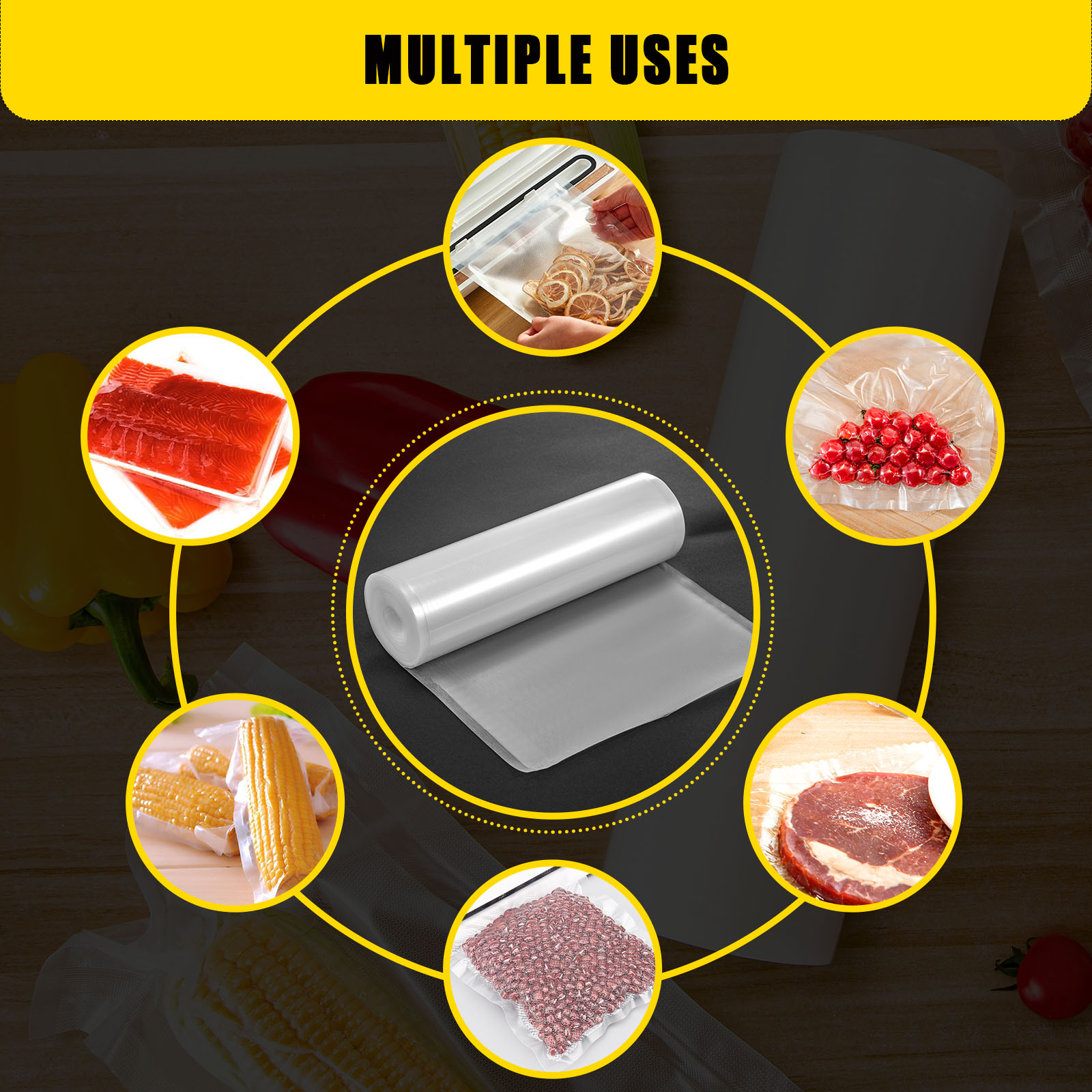 VEVOR Vacuum Seal Bags, 7.9/11 Inch x 50 Feet Vacuum Food Storage Bag