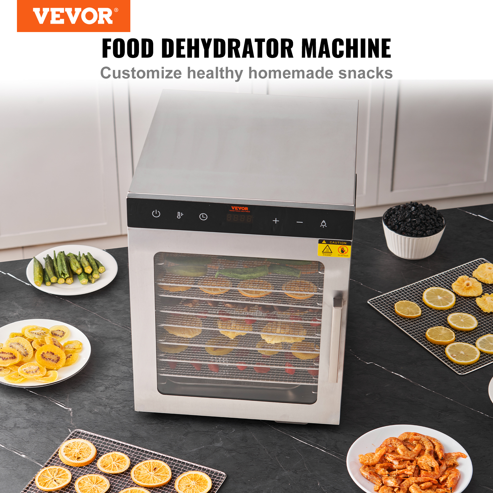 VEVOR 6/10 Trays Food Dehydrator Machine Stainless Steel Jerky Fruit Drying - Imagen 16 de 38
