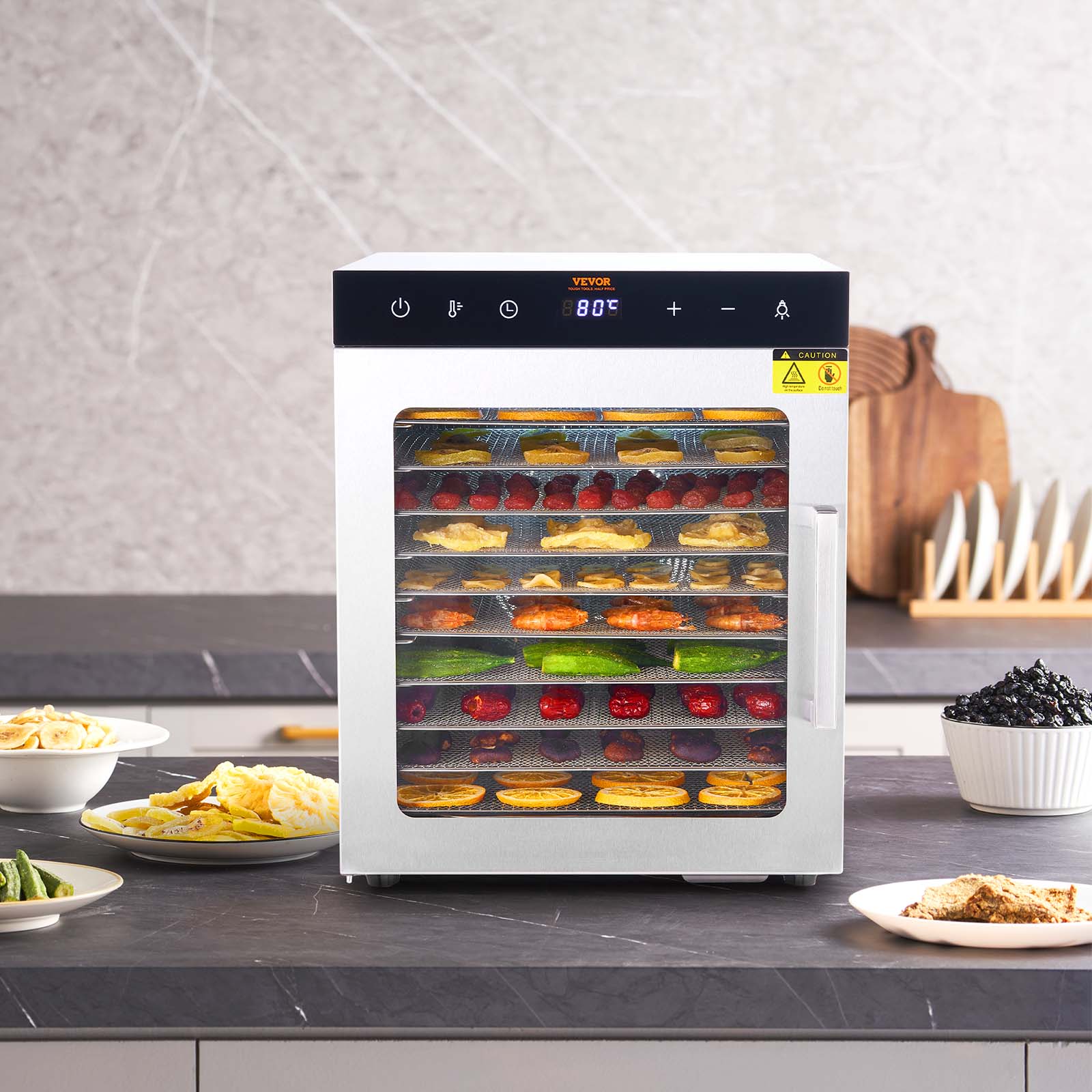 VEVOR 6/10 Trays Food Dehydrator Machine Stainless Steel Jerky Fruit Drying - Imagen 22 de 38