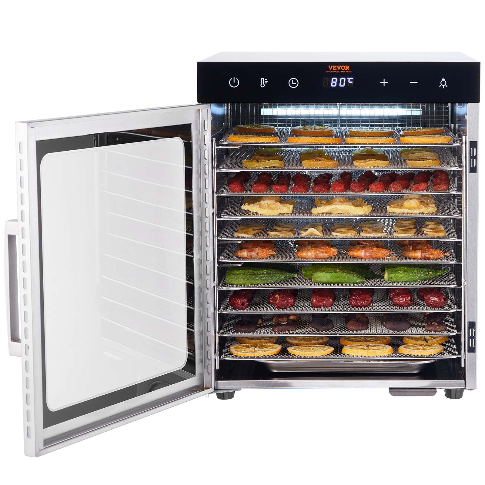VEVOR 6/10 Trays Food Dehydrator Machine Stainless Steel Jerky Fruit Drying - Imagen 23 de 38