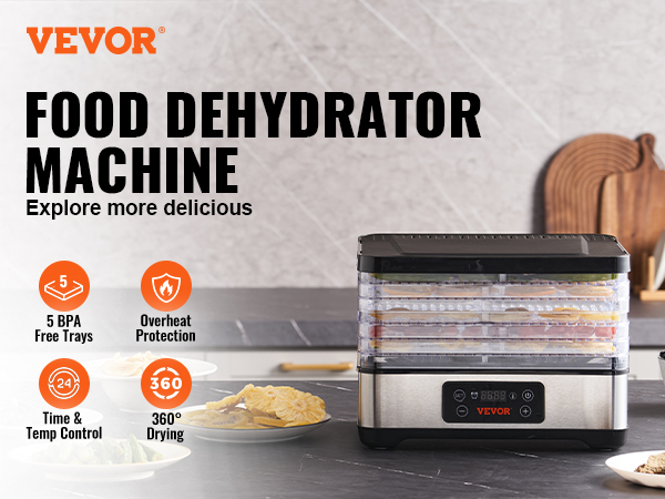VEVOR Electric Food Dehydrator Machine, 800W Electric Food Dryer, 10  Stainless Steel Trays, with Digital Adjustable Timer & Temperature for  Jerky, Herb, Meat, Beef, Fruit, Dog Treats and Vegetables