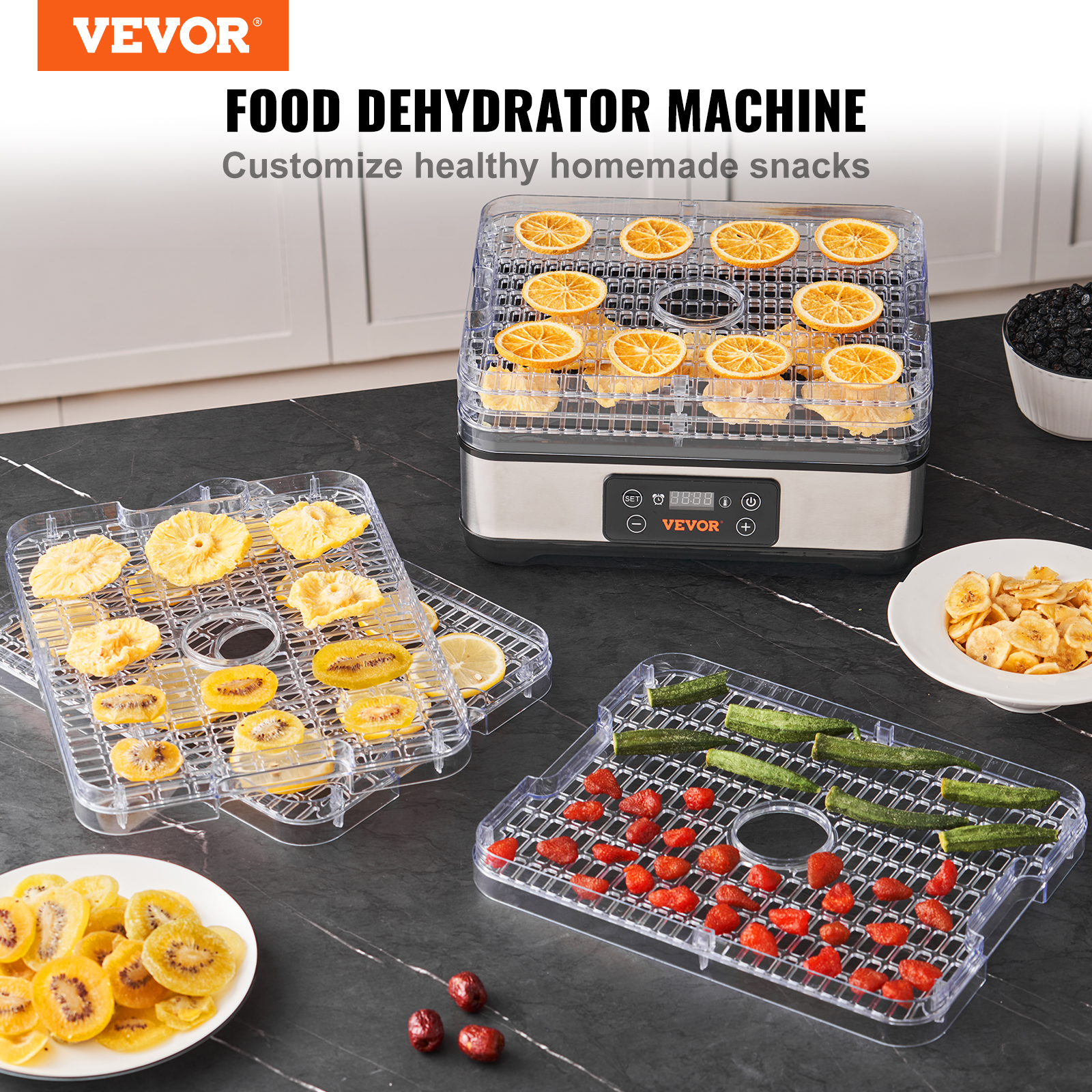 5/6/10/12 Trays Food Dehydrator Machine Fruit Jerky Drying Adjustable Time - Picture 40 of 92