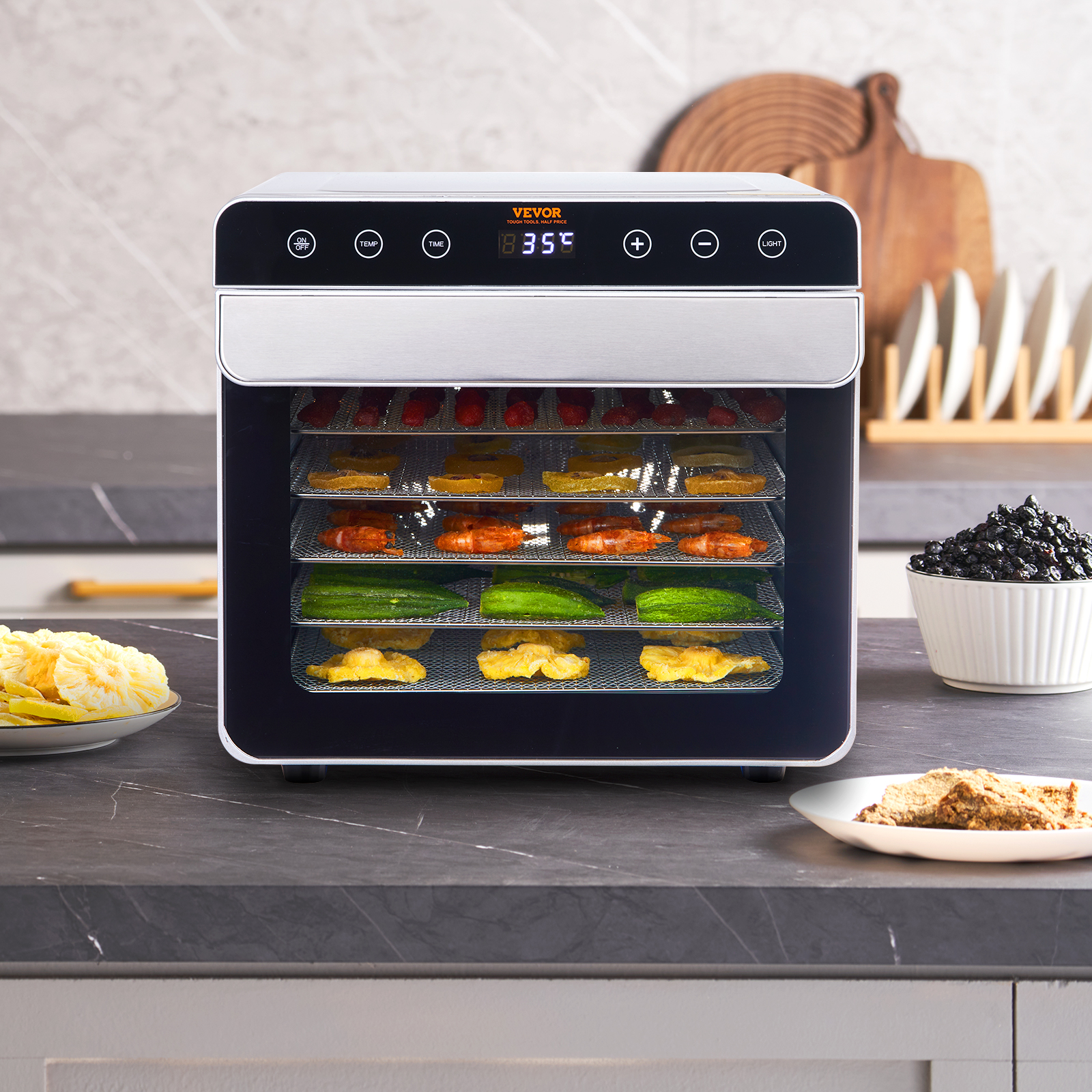 VEVOR 6/10 Trays Food Dehydrator Machine Stainless Steel Jerky Fruit Drying - Imagen 34 de 38