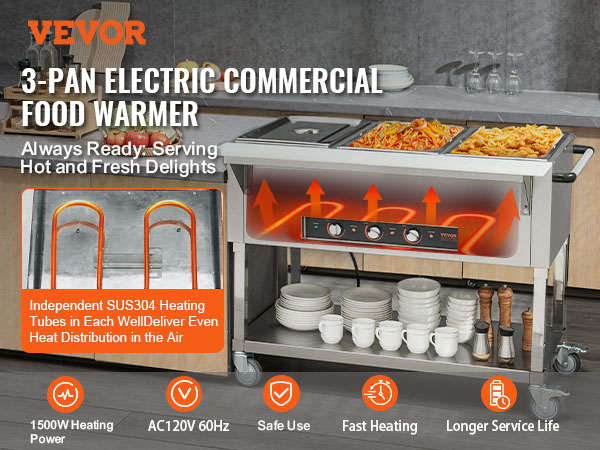 Vevor Pan Commercial Food Warmer X Qt Electric Steam Table