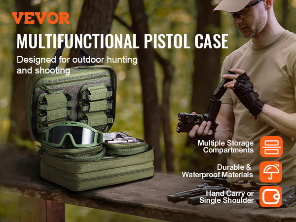 Sac De Tir Tactique VEVOR Pour 2 Pistolets - Étui Souple Noir, Transport Et Rangement Sécurisé