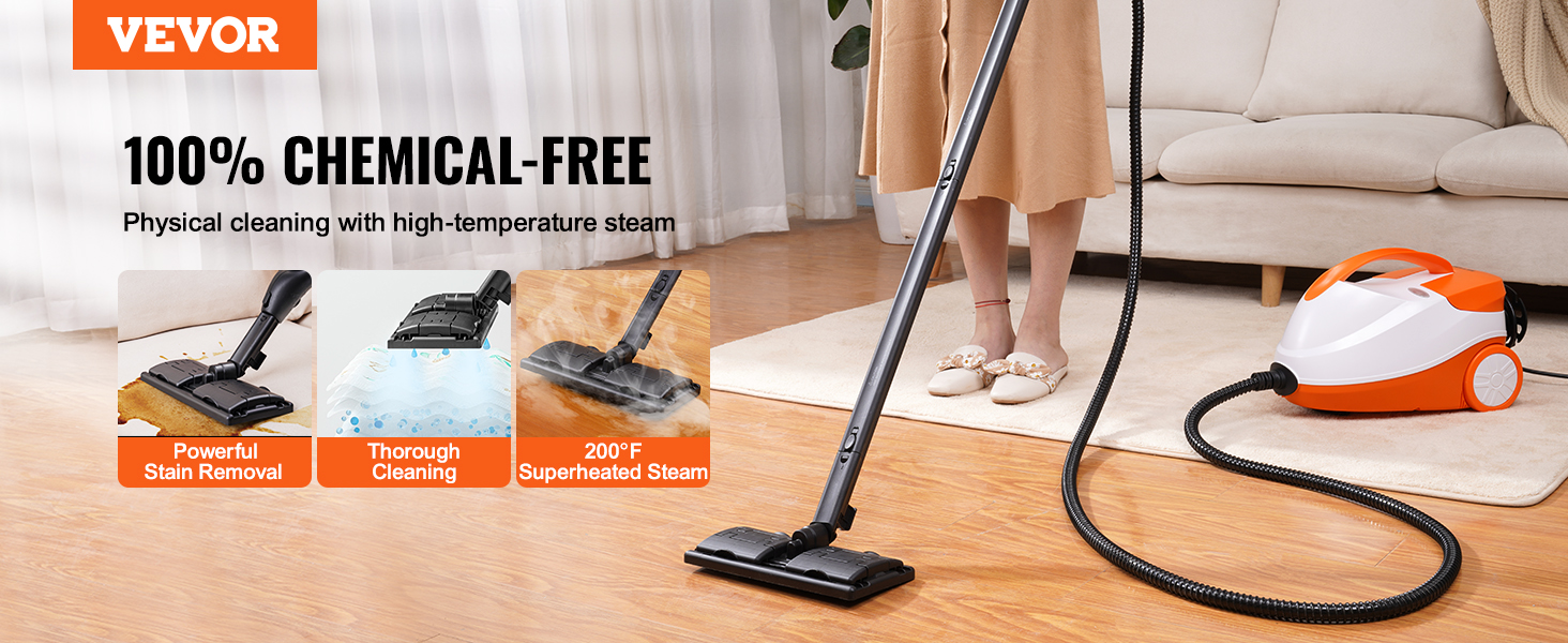 VEVOR Steam Cleaner for Home Use, Portable Steam Cleaner with 20 Accessories, 51oz Tank & 18ft Power Cord, Steamer for Deep Cleaning Floors, Windows, Grout, Grills, Cars, and More