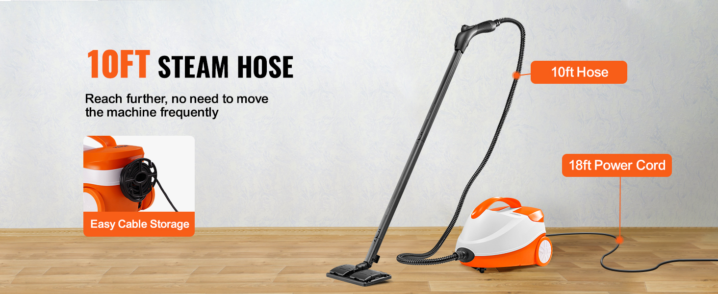 VEVOR Steam Cleaner for Home Use, Portable Steam Cleaner with 20 Accessories, 51oz Tank & 18ft Power Cord, Steamer for Deep Cleaning Floors, Windows, Grout, Grills, Cars, and More