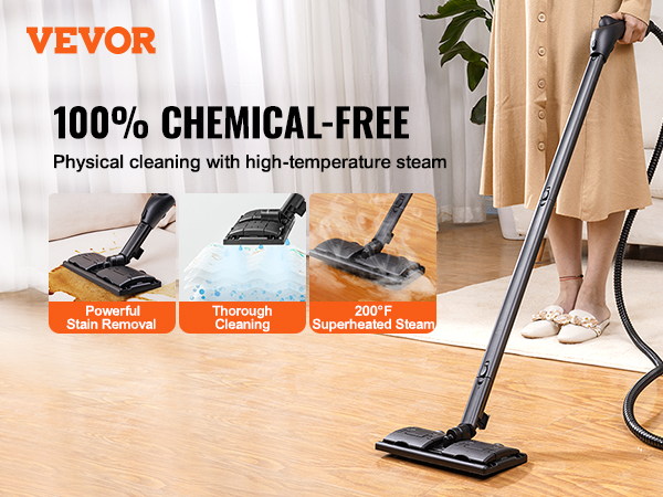 VEVOR Steam Cleaner 23 pcs Accessories 2.5L Tank for Floors Upholstery Cars