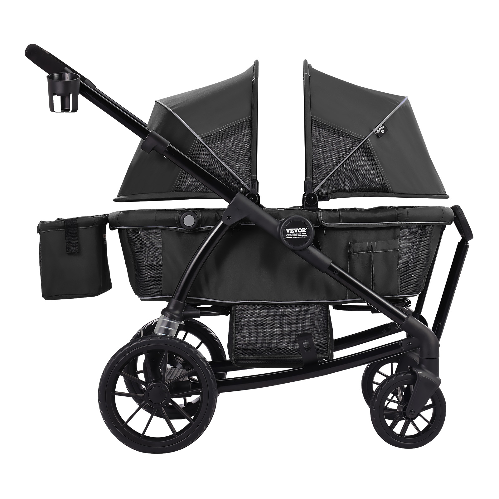 VEVOR Stroller Wagon for 2 Kids Collapsible Toddler Wagon 2 Seat w/ Canopy