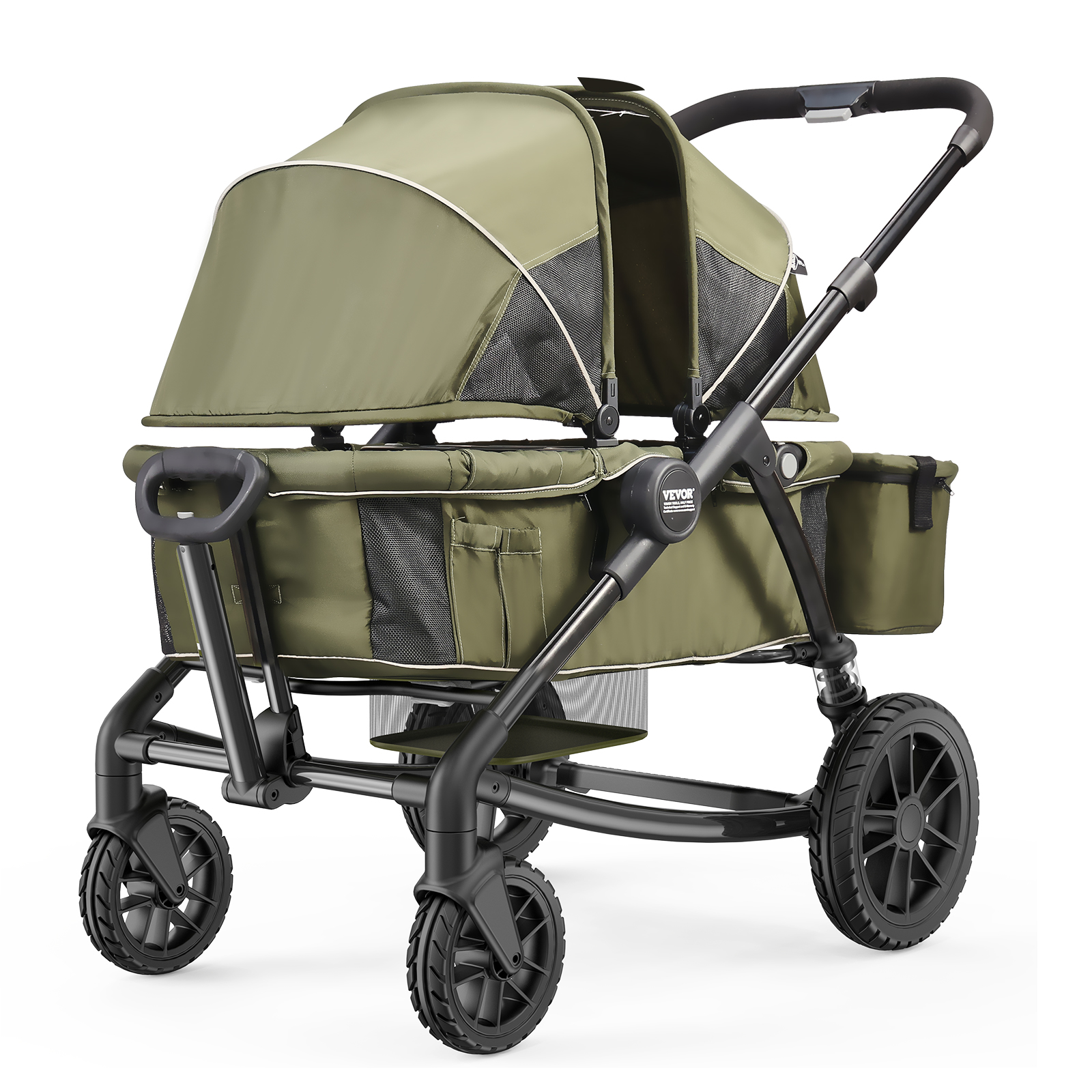 VEVOR Stroller Wagon for 2 Kids Collapsible Toddler Wagon 2 Seat w/ Canopy