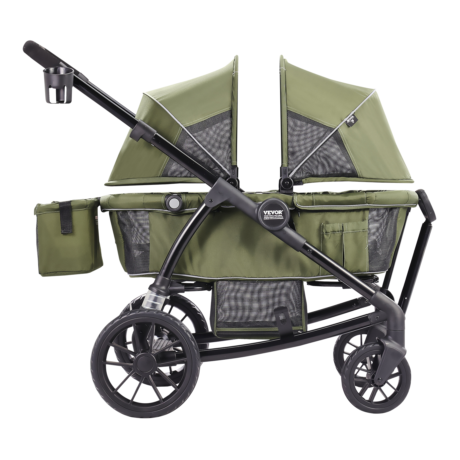 VEVOR Stroller Wagon for 2 Kids Collapsible Toddler Wagon 2 Seat w/ Canopy