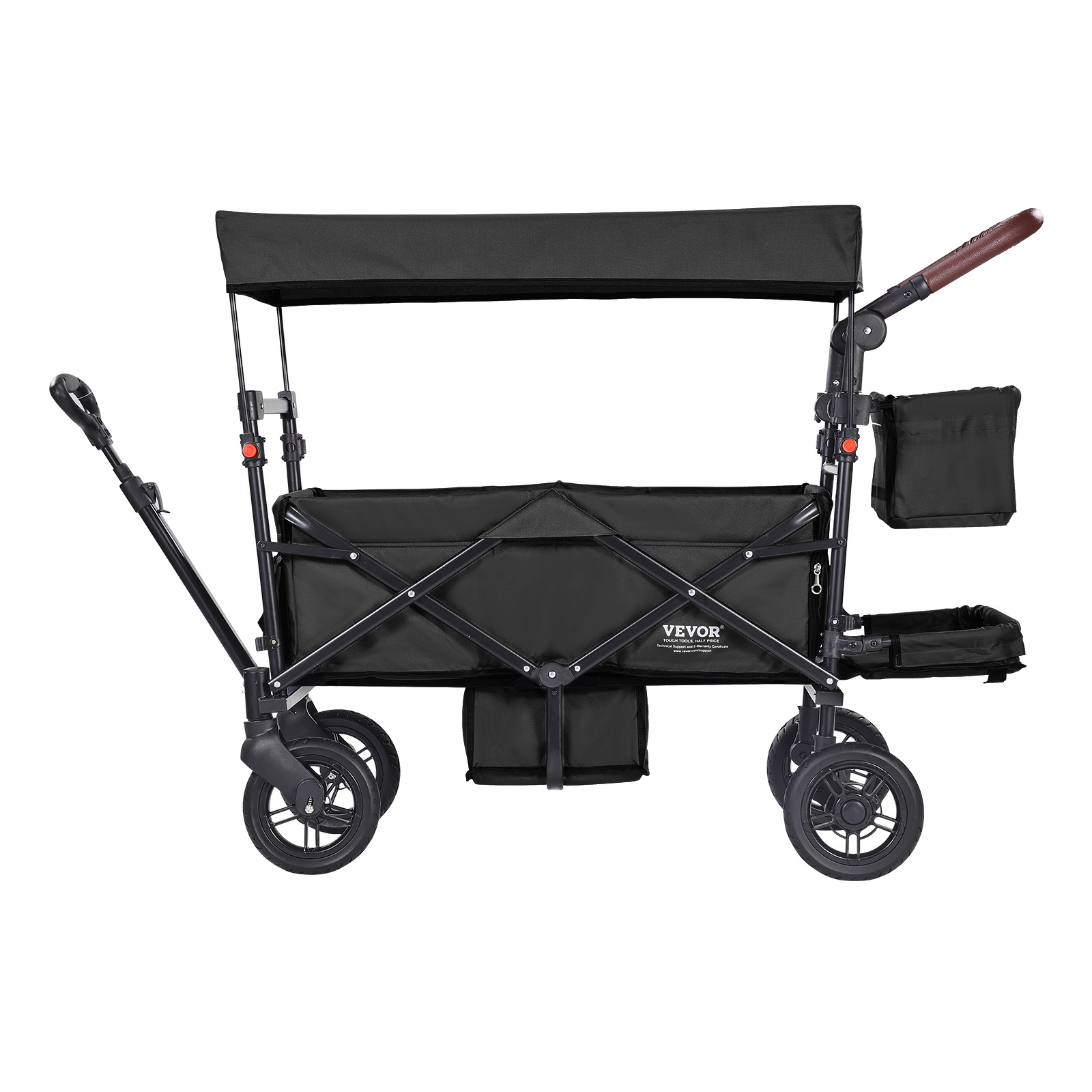 VEVOR Stroller Wagon for 2 Kids Collapsible Toddler Wagon 2 Seat w/ Canopy