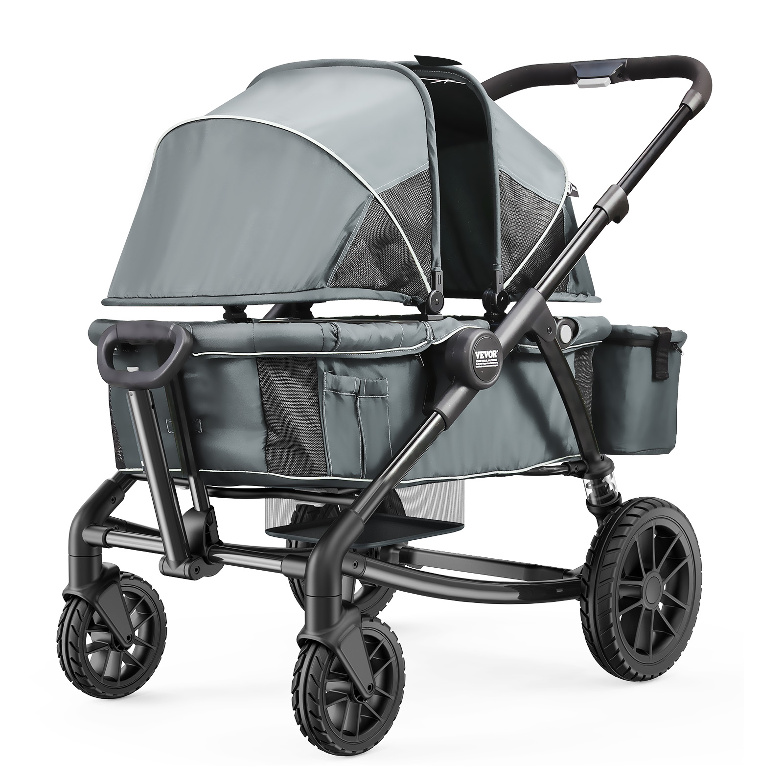 VEVOR Stroller Wagon for 2 Kids Collapsible Toddler Wagon 2 Seat w/ Canopy