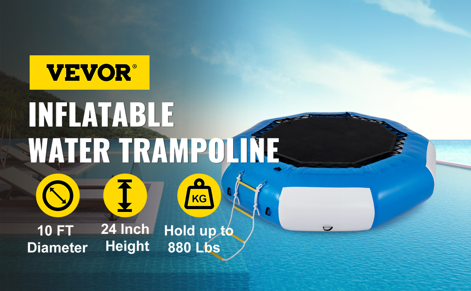 10Ft Diameter Inflatable Water Trampoline Bounce Swim Platform Lake Toy ...