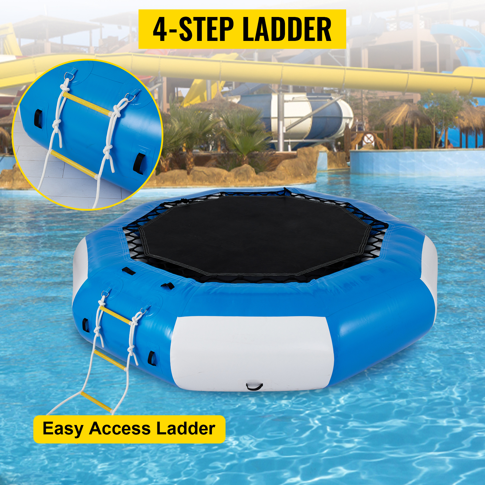 Island Hopper 6.5FT Inflatable Water Trampoline - Floating Bouncer For Lakes & Swimming Fun Indoor Trampoline For Kids
