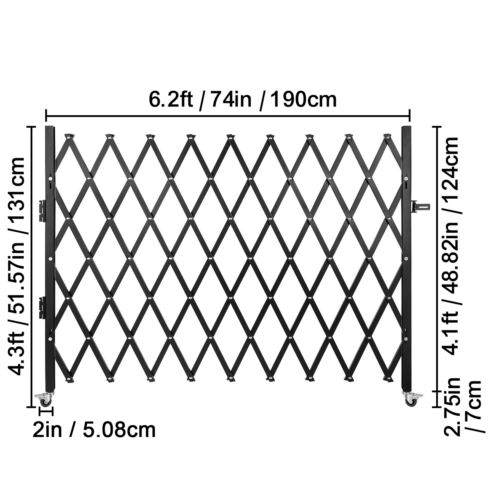 VEVOR Folding Security Door Gate Single 48"H x 37"/66"/71"W Double 61/
