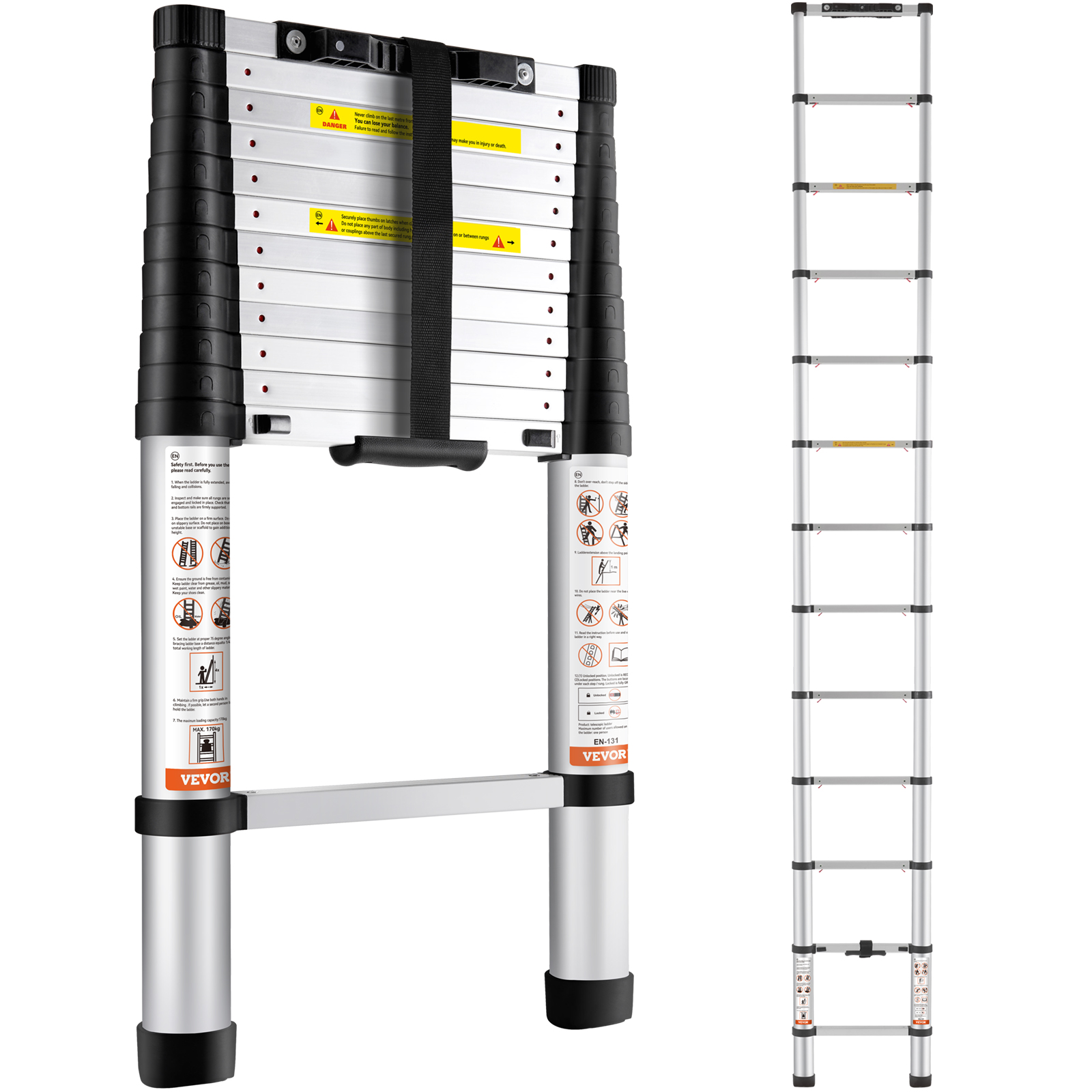 Telescoping Ladder,10.5 ft,Aluminum