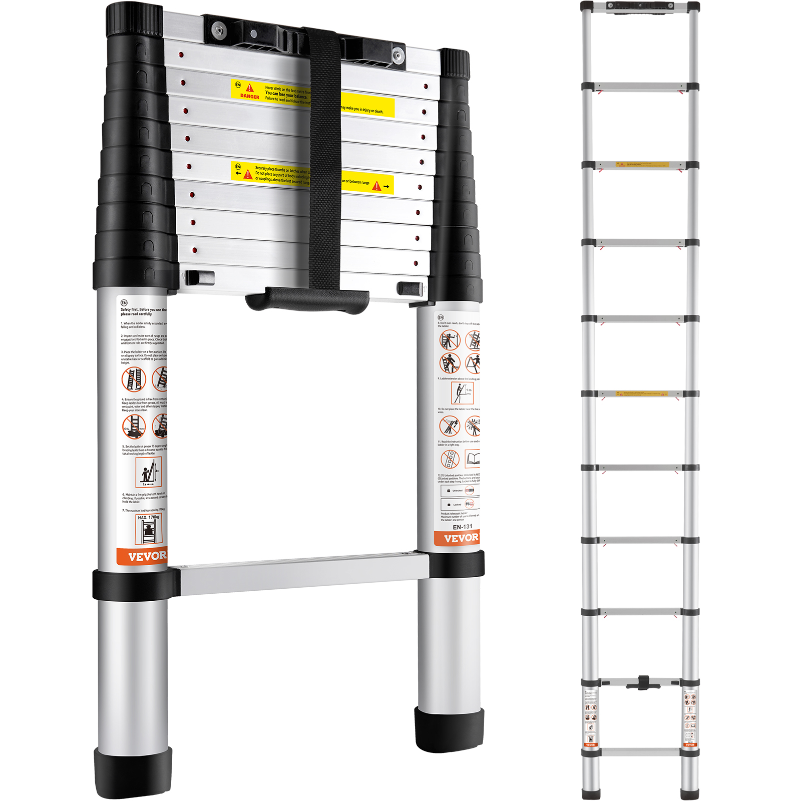 Telescoping Ladder,12.5 ft,Aluminum