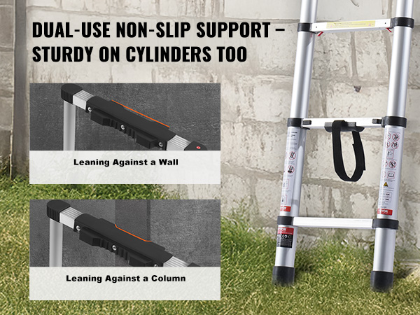 VEVOR Telescoping Extension Ladder 8.5FT One-button Retraction 375 LBS Capacity