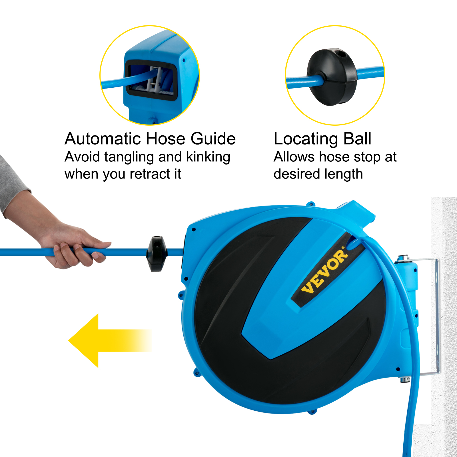 Wall-mounted reel - Adventice - vacuum hose / pneumatic hose / manual