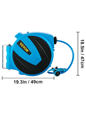 VEVOR Retractable Hose Reel, 1/2 inch x 75 ft, Any Length Lock & Automatic  Rewind Water Hose, Wall Mounted Garden Hose Reel w/ 180° Swivel Bracket and  7 Pattern Hose Nozzle, Blue