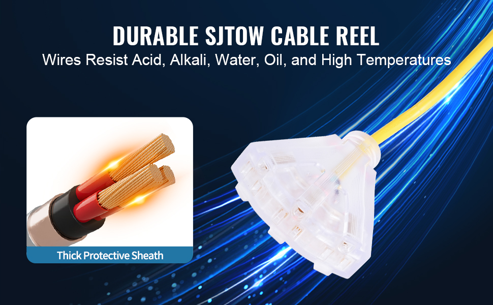 Retractable Extension Cord Reel Power Cord Reel 45FT 12AWG