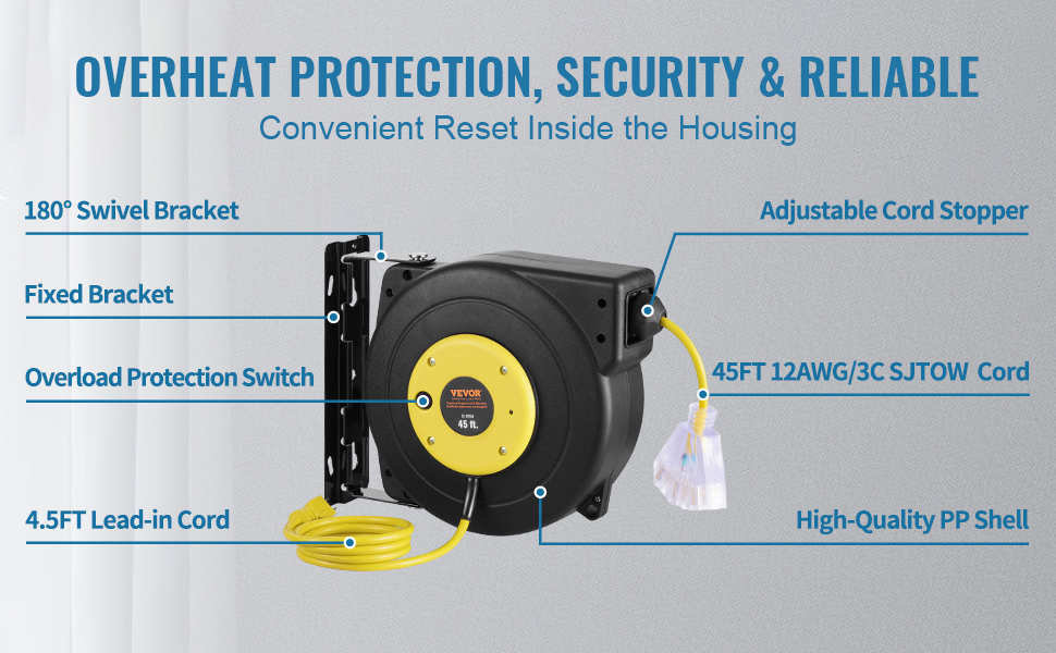 ブランド通販サイトをすべて Cord Extension Retractable Reel 12AWG 45FT Reel Cord Power iPhoneアクセサリー