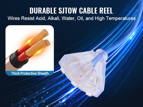 Retractable Extension Cord Reel Power Cord Reel 45FT 12AWG/3C