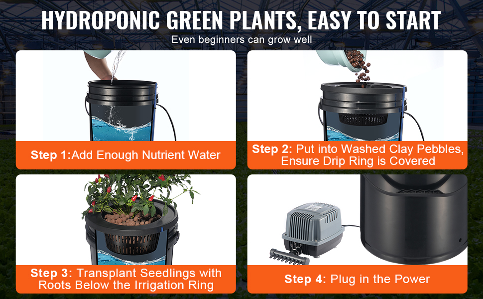 VEVOR DWC Hydroponics Grow System Deep Water Culture with Top Drip 4 ...