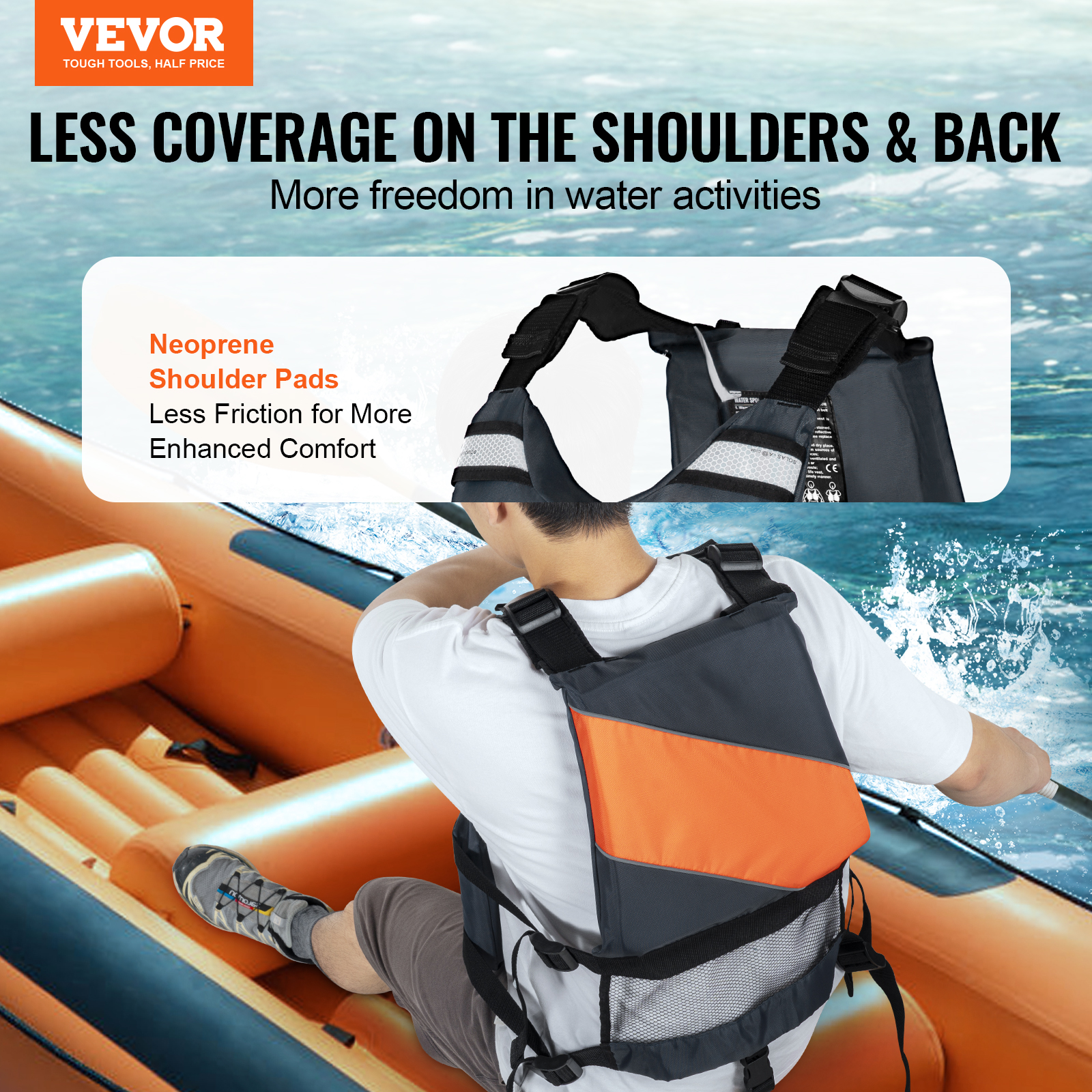 VEVOR Watersports Life Vest PFD 110N Buoyancy Life Jacket for Men & Women S-XL - Picture 40 of 50