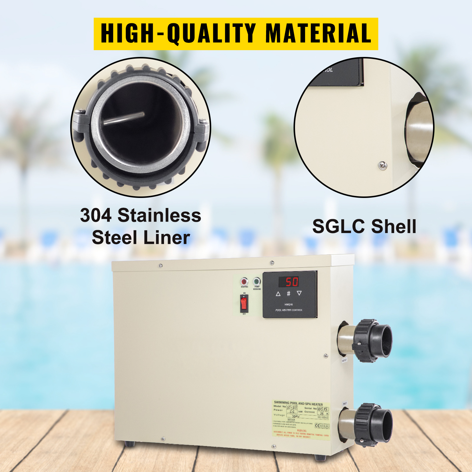 CMQ 240V 9KW Electric Pool Water Heater for Above Ground Inground Pool,Upgrade Portable SPA Water Bath Heater Thermostat Swimming Pool Thermostat Heater Pump 