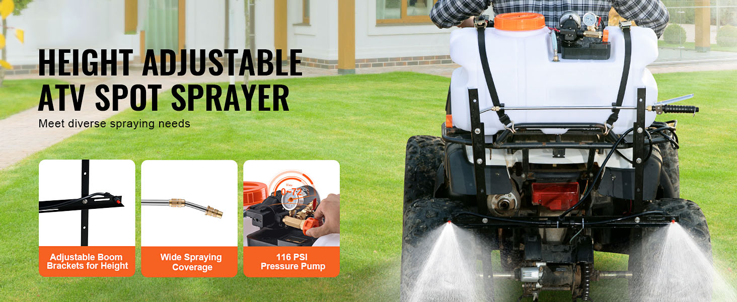 ATV Sprüher 60 L 12V Punktsprüher mit Düsen-Ausleger 7 L/min Atv Sprayer A100 1.4w