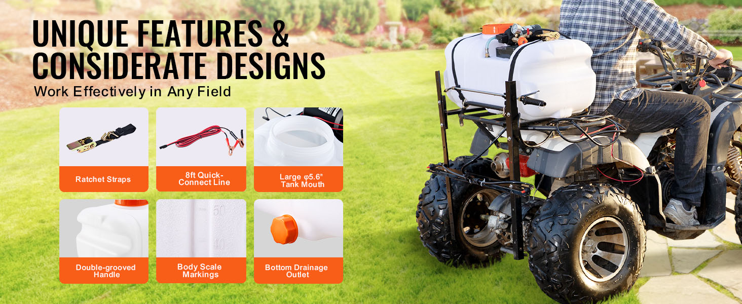 ATV Sprüher 60 L 12V Punktsprüher mit Düsen-Ausleger 7 L/min Atv Sprayer A100 2.4w