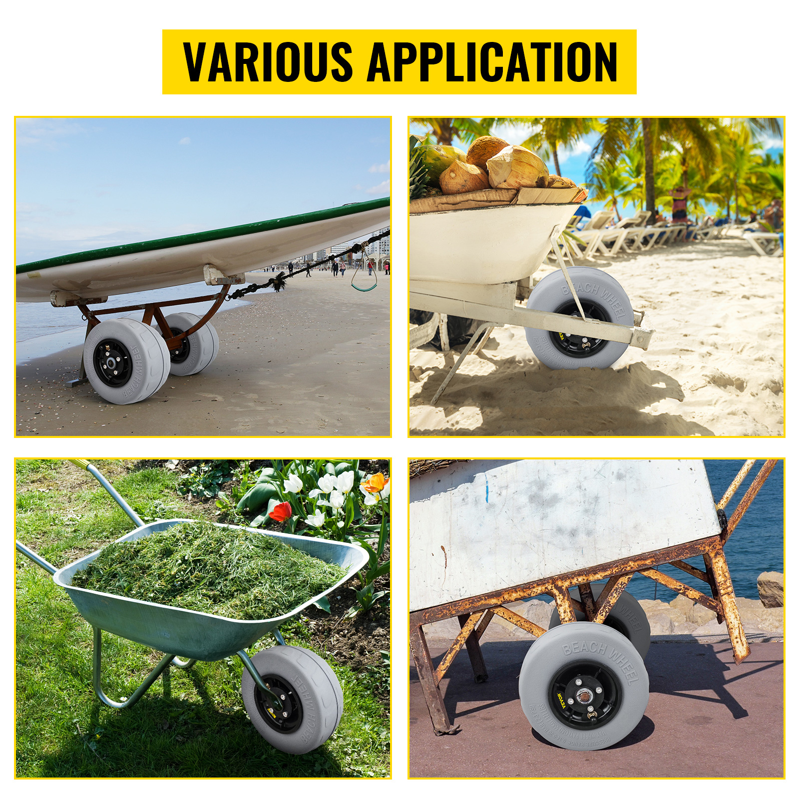 VEVOR 2-Pieces Beach Balloon Wheels 15.7 in. TPU Cart Sand Tires with Free  Air Pump for Kayak Dolly Canoe Cart and Buggy STLYCBDDWC16VXMEIV0 - The  Home Depot
