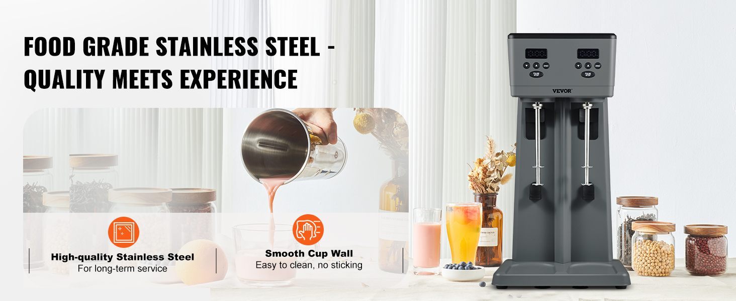 180W Single Head Commercial Stainless Steel Milk Shake Machine Drink Milk  Mixer