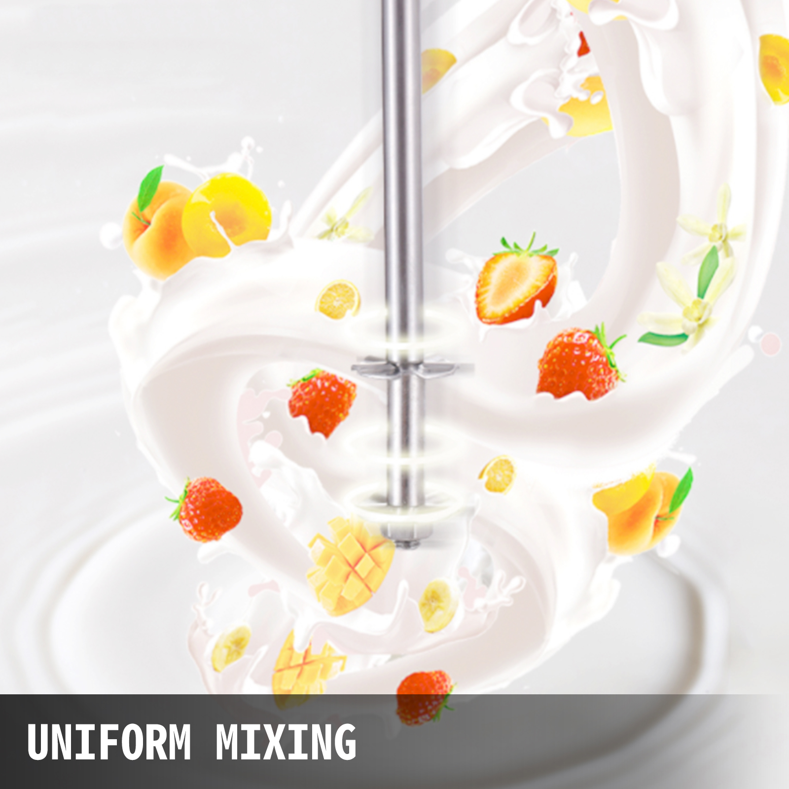 VEVOR milkshake maker with fruits blending in creamy liquid for uniform mixing