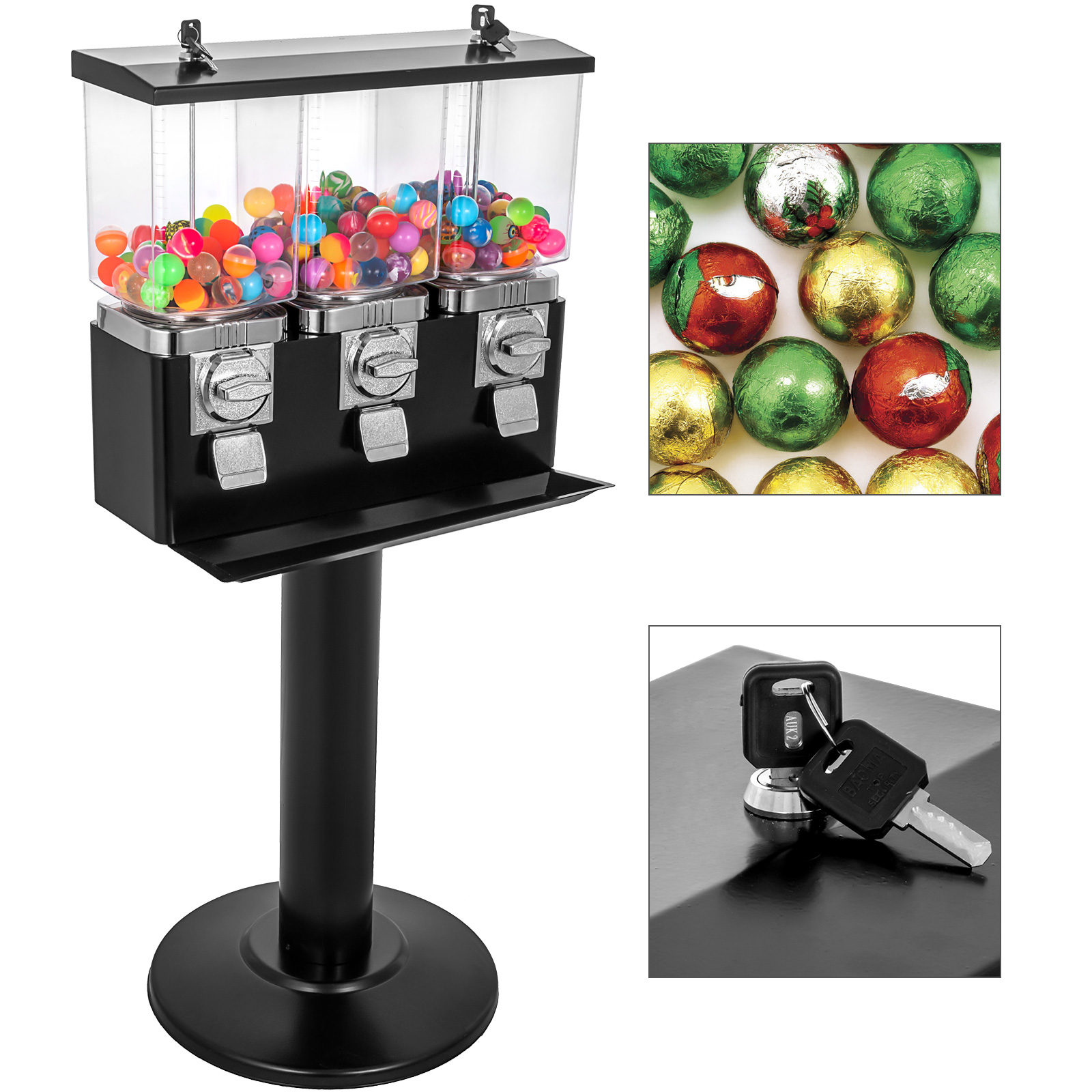 Gumball Machine with Stand, Yellow Quarter Candy Dispenser, Rotatable Four  Compartments Square Candy Vending Machine, PC