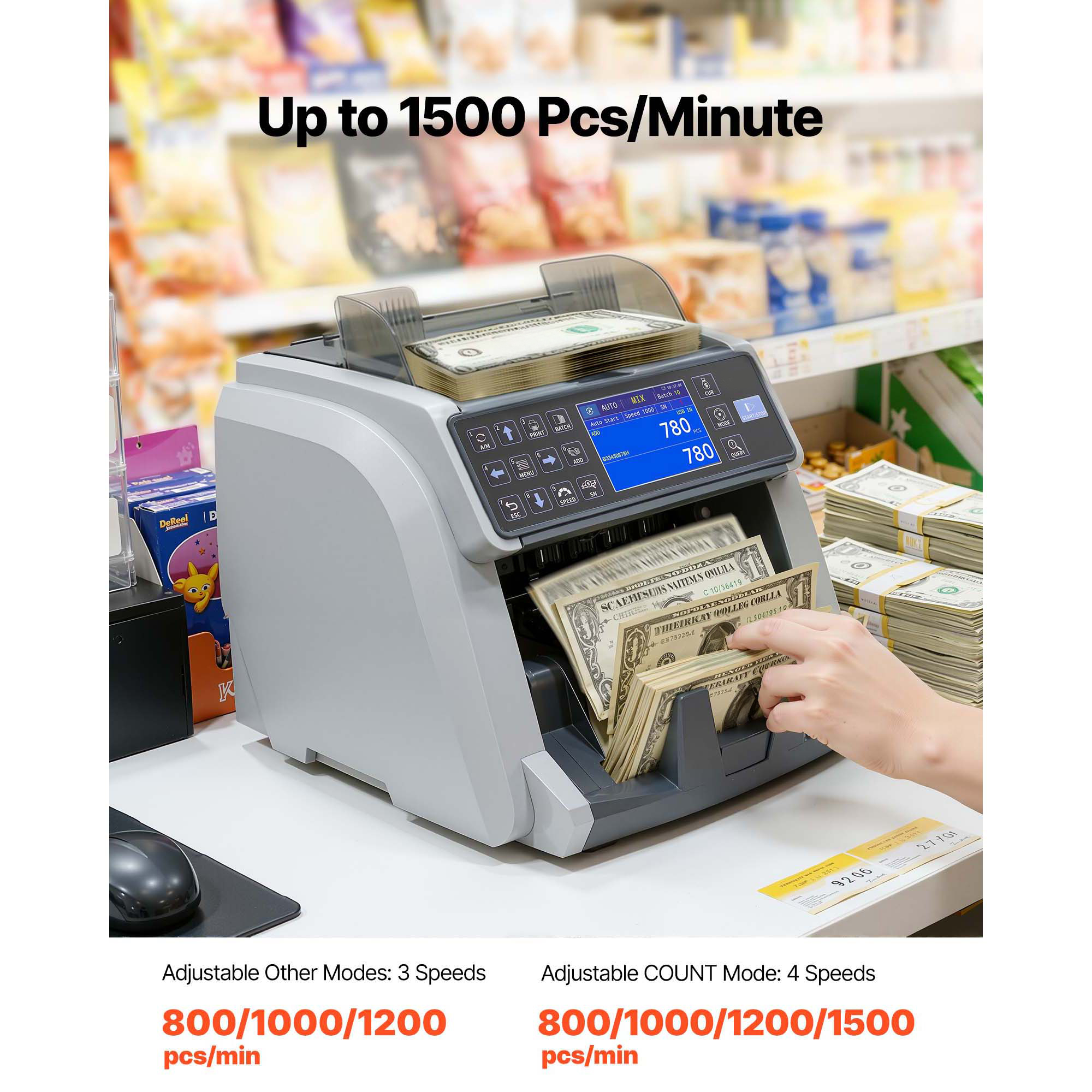 Uimoso Money Counter Machine Bill Counter with UV MG IR DD Counterfeit ...