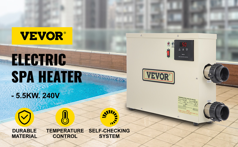 VEVOR Electric SPA Heater 5.5KW 240V 5060HZ Digital SPA Water Heater with Adjustable