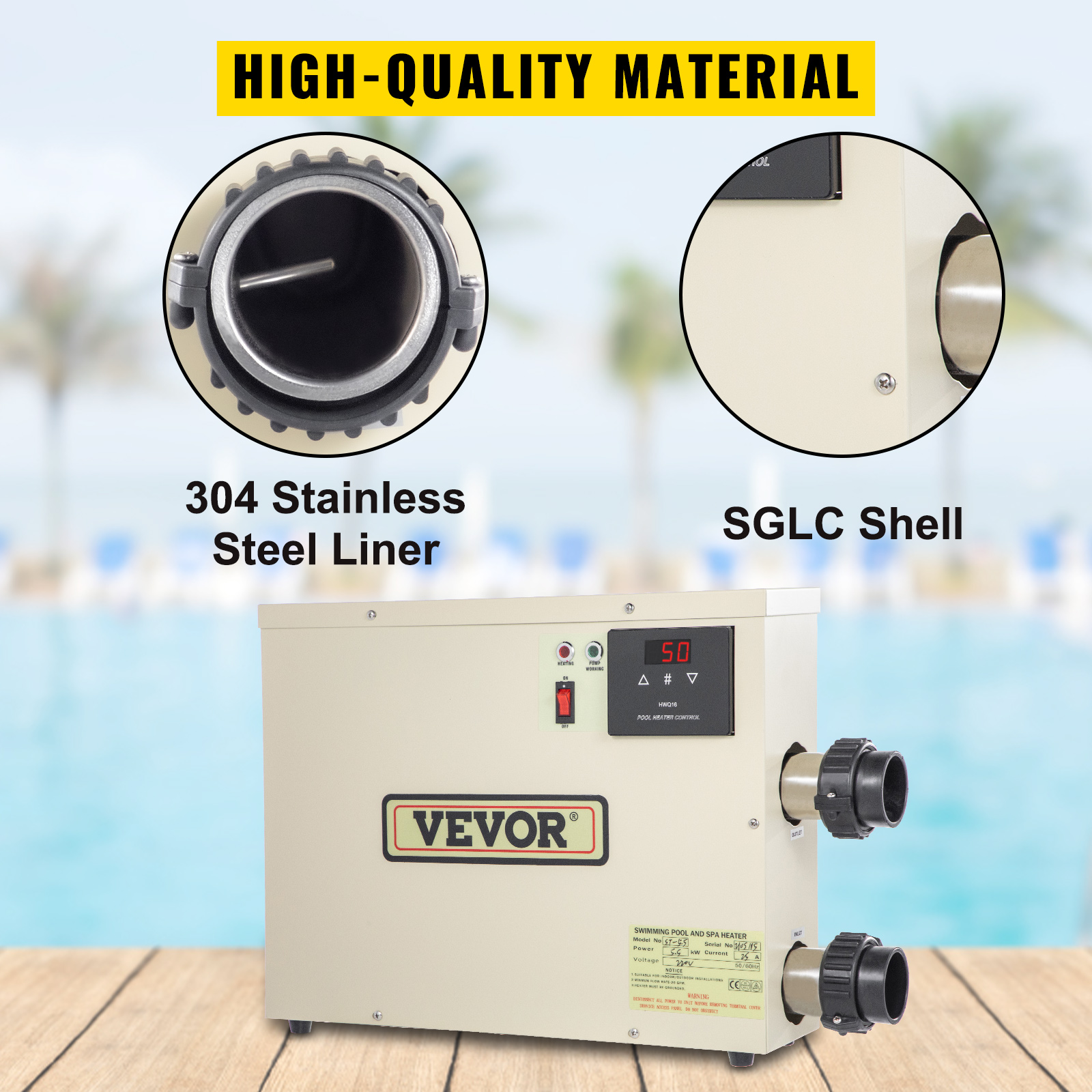 15KW Swimming Pool SPA Bath Hot Tub Electric Water Heater Heating Thermostat New 