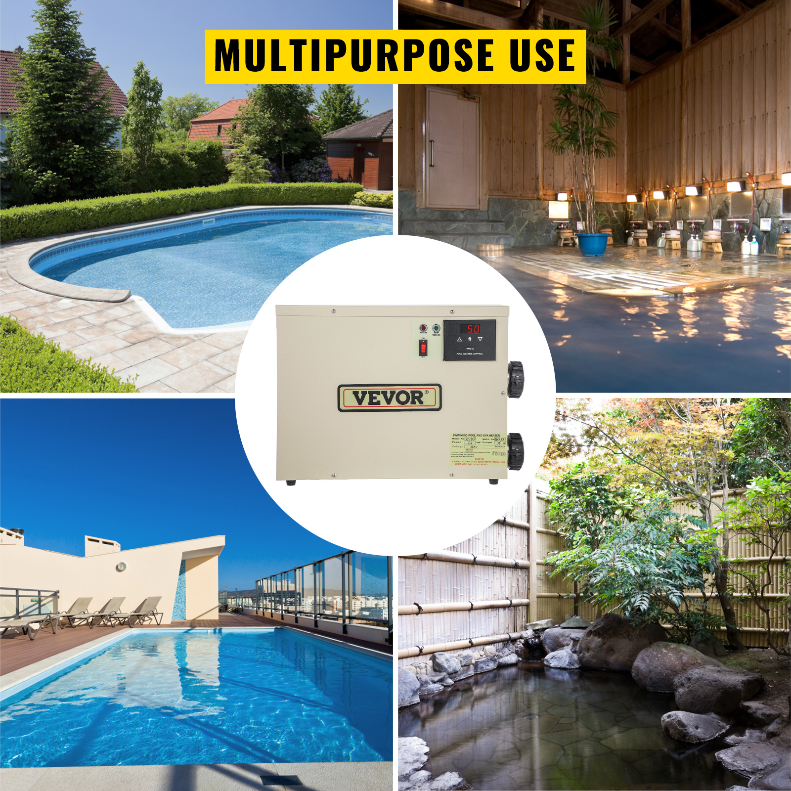 VEVOR Electric SPA Heater 15KW 240V 5060HZ Digital SPA Water Heater