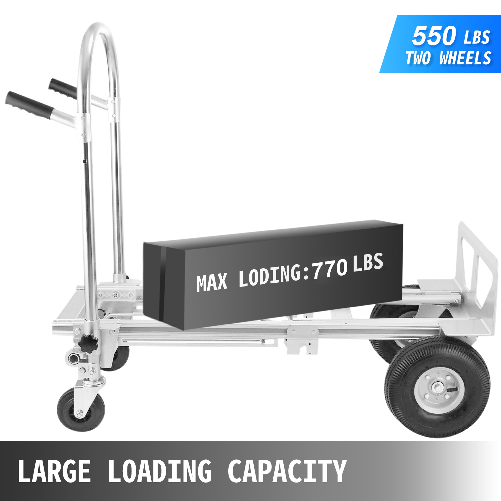Roomark 3-in-1 Folding Aluminum Hand Truck – 1000 Lbs Capacity, Heavy Duty Dolly Cart