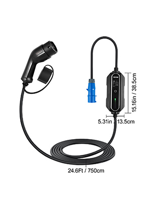 VEVOR VEVOR Portable EV Charger, Type 2 32A, Electric Vehicle Charger 7.5  Metre Charging Cable with CEE 3 Pin Plug, Digital Screen, 7.4 kW WaterProof  IEC 62196-2 Home EV Charging Station with