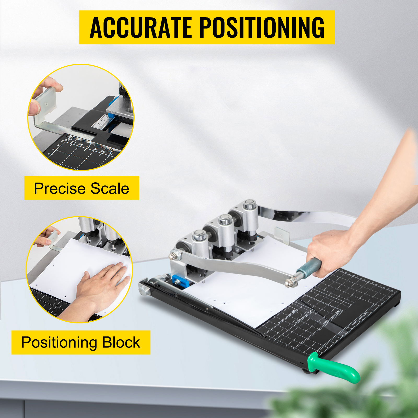 VEVOR VEVOR Heavy Duty Hole Punch 3-Hole 300 Sheet Capacity Heavy Duty  Paper Punch 1.38/35 mm Thickness Hole Puncher High Capacity Steel Drill  with Cutter Heavy Duty Punches for Paper Tags Invoices